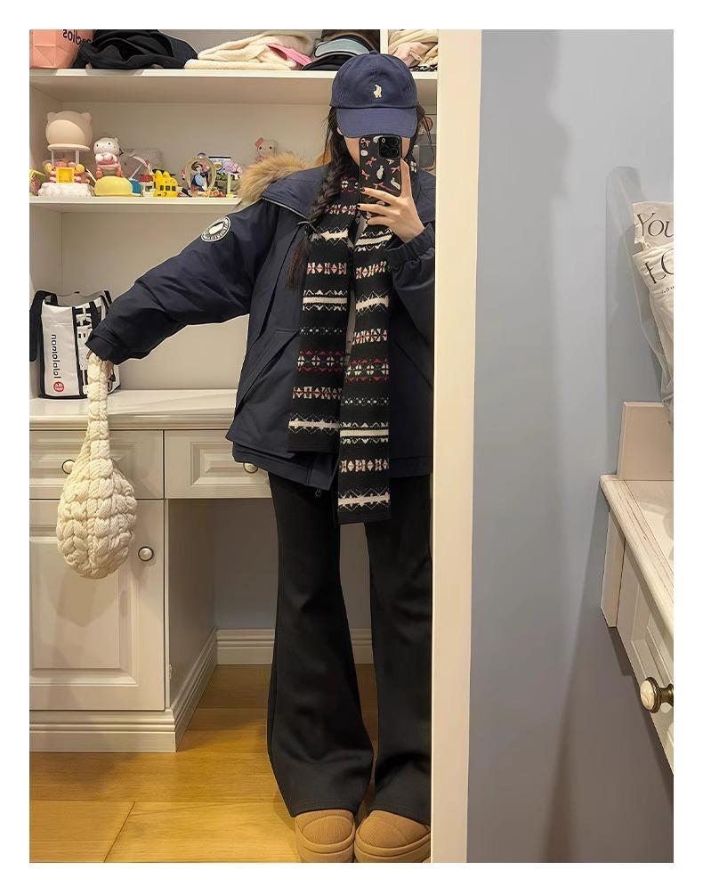 Women's Petite High-Waisted Micro-Flare Sweatpants - Dark Grey, Slimming Fit, 145-150cm, Spring/Autumn Style