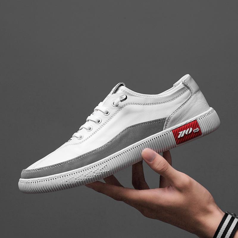 Men's Shoes 2025 New Summer Wear Free Lace-up Soft Sole Comfortable Casual Shoes Men's Trendy Leather Waterproof Board Shoes