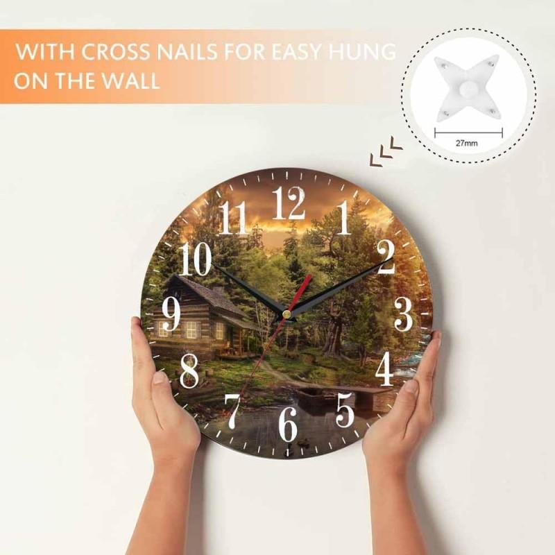 10 Inch Wall Clock Vintage Wooden Silent Quartz Home Living Room Decoration Large Clock