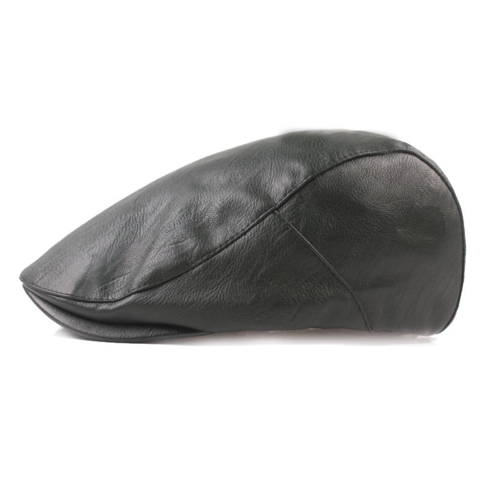 Solid Color Painter Cap PU Leather Newsboy Caps Higher Quality Beret Hat  Women Men