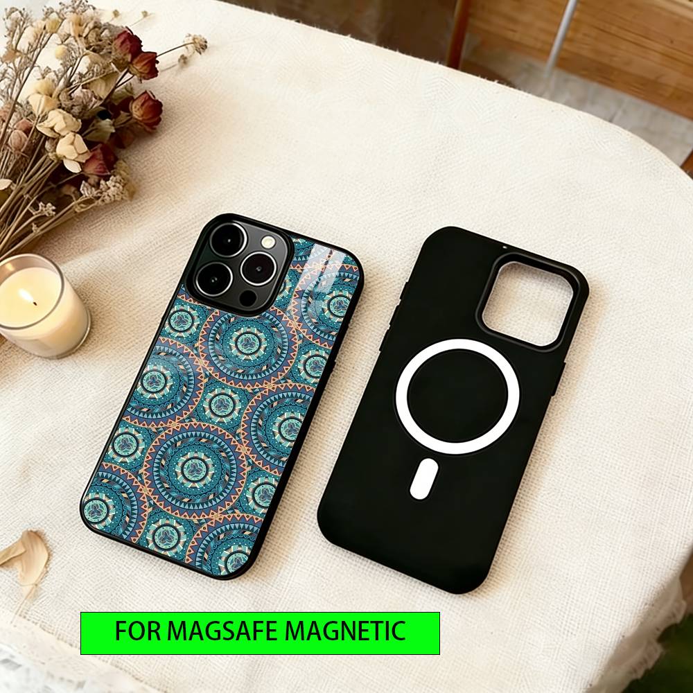 Vintage Pattern Phone Case For iPhone17,16,15,14,13,12,11 Plus,Pro Magnetic For Magsafe Wireless Charging