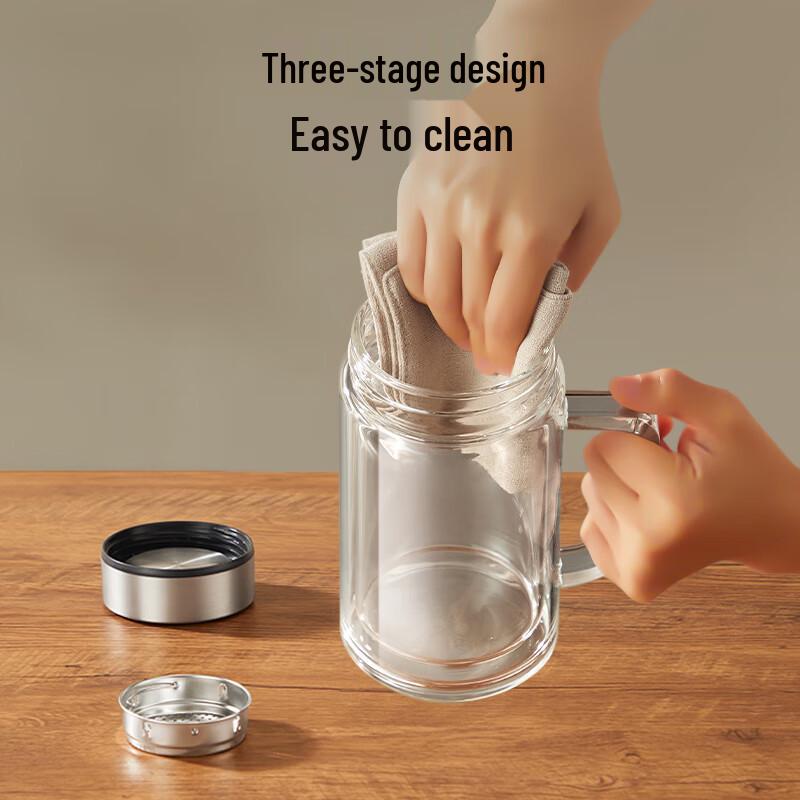 Double-Layer Glass Tea Infuser Mug with Handle