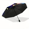 1pc Cosmic Cats Art Automatic 3-Fold Umbrella Design, Cute Cartoon Pattern, Portable Outdoor Umbrella, Perfect, Holiday Gift for Disney fans.G022