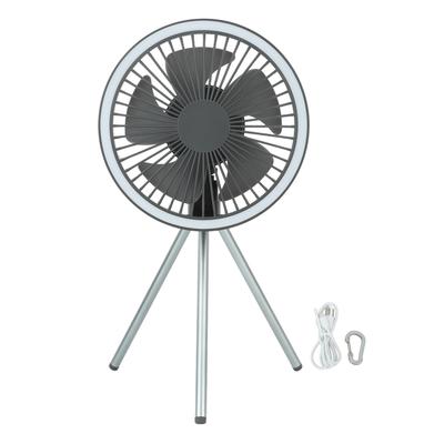 10000mAh USB Tripod Camping Fan Zewnętrzny przenośny wentylator kempingowy z lekkim power bankiem Szary