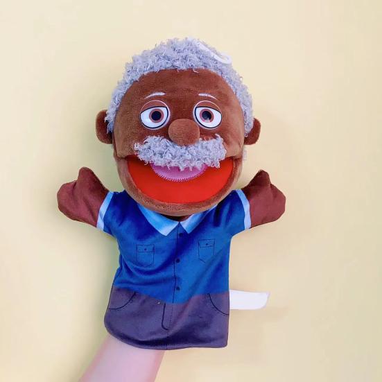 Hand Puppet Doll Black African Grandparents Parents Son Daughter Family Member Cartoon Doll Interactive Toys Kids Storytelling Pretend Play