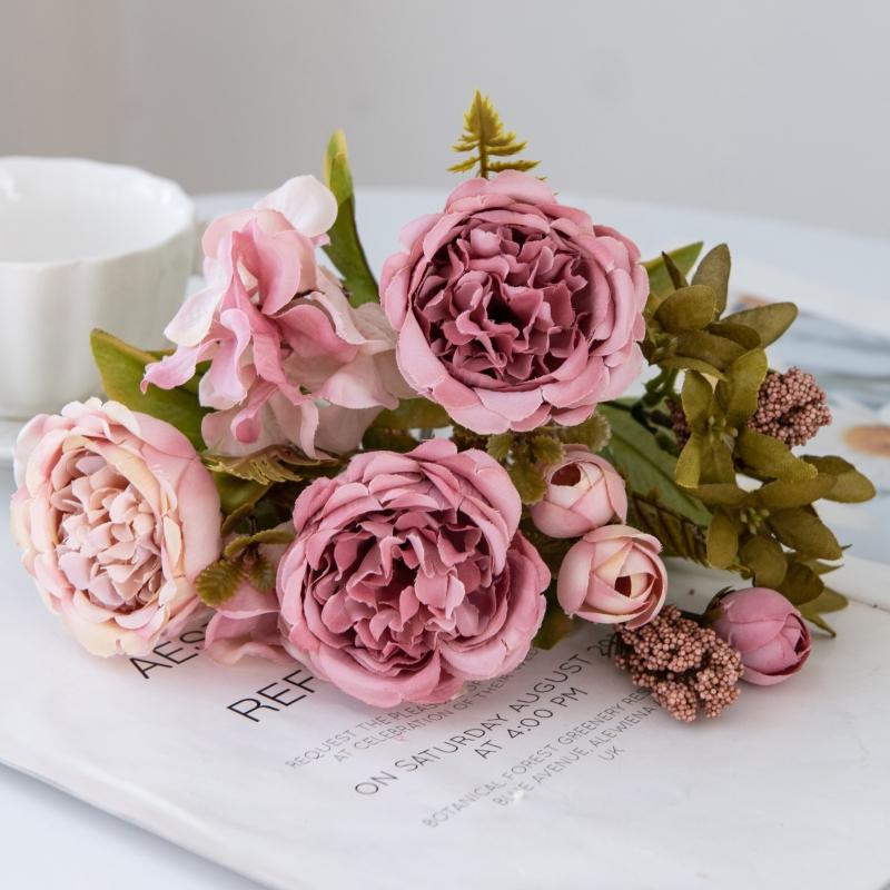 

Artificial Flowers Festival Garland Wedding Wreath Garden Yaed Rose Arch Brial Bouquet Home Room Table Decora Hydrangea Diy Gift 1 pc глибокий рожевий колір