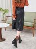 L By L Black Banded Cracked Leather Skirt
