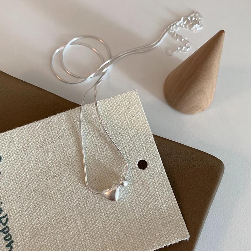 New 925 Sterling Silver Heart Necklace Personality Charm Love Pendant Choker Birthday Gift for Friends Exquisite Jewelry