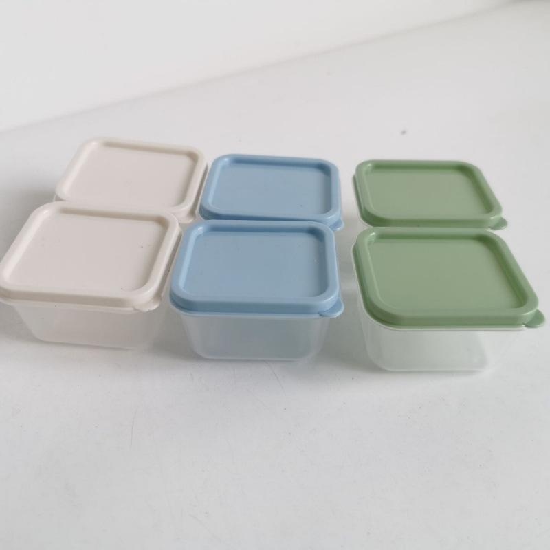 6-Piece Reusable Fresh-Keeping Box Set: Round & Square Mini Storage, Ice Cube Tray, Seasoning, and Salad Box