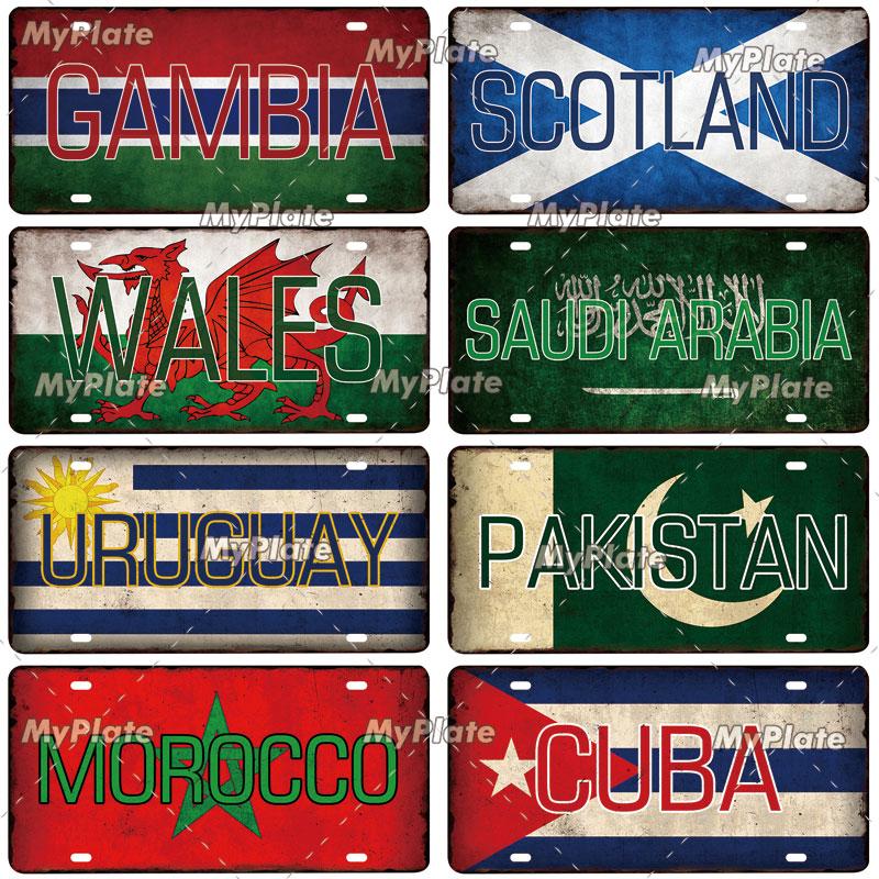 Hot Sell National Flag Poster 15x30cm Plate Metal Sign Tin Sign Poster Plaque Decor Bar Pub Club Home Wall Decoration