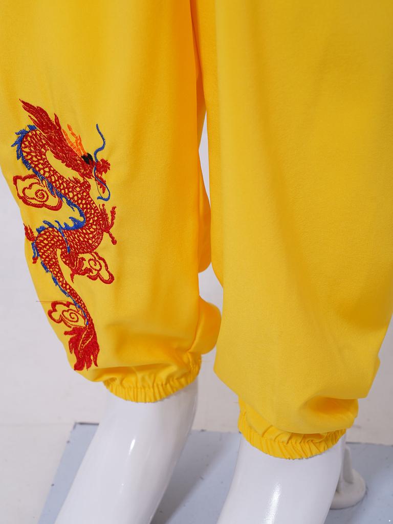 Unisex Kung Fu Performance Set für Kinder: Authentisches Chinesisches Kampfsport-Anzug mit Drachen-Design für Wettkampf & Show