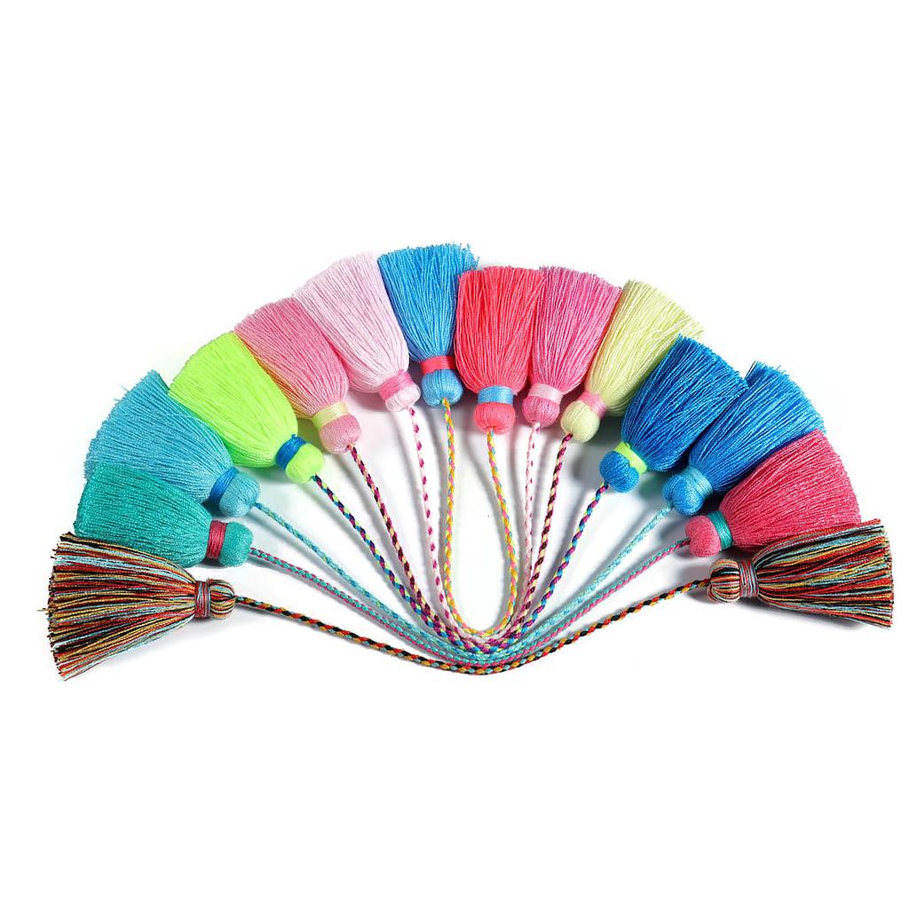 1Pc Polyester Silk Tassel Colored Bohemian Style Fringe Trim Tassels DIY Earring Bag Curtains Wedding Jewelry Hanging Decoration