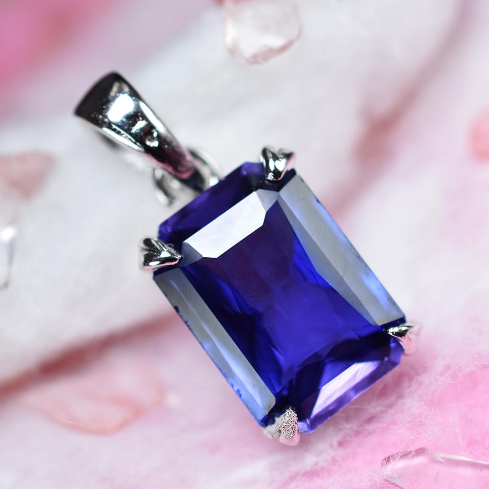 Natürlicher 16,55 Karat Tansania Blauer Tansanit Anhänger Smaragdschliff ZERTIFIZIERTER Edelstein MY.PDS-351-NS
