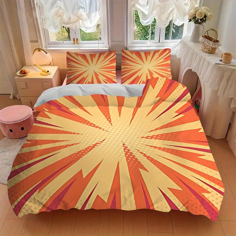 3pcs Sunburst Vibrant Bedding Cover Set, Fashion Classic Popular Print Bedding Set, Soft Comfortable, All Season Use, For Bedroom, Guest Rooma0819153