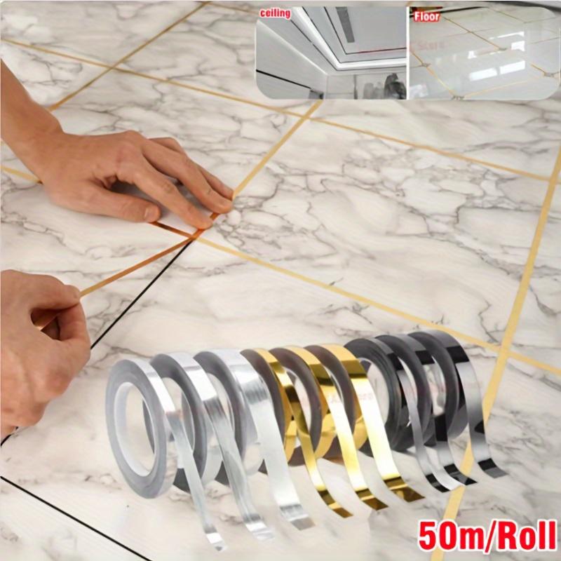 50M Self-Adhesive Tile Sticker Tape Golden Silvery Floor Waterproof Wall Gap Sealing Strip Tile Beauty Seam Sticker Hotel Decoration