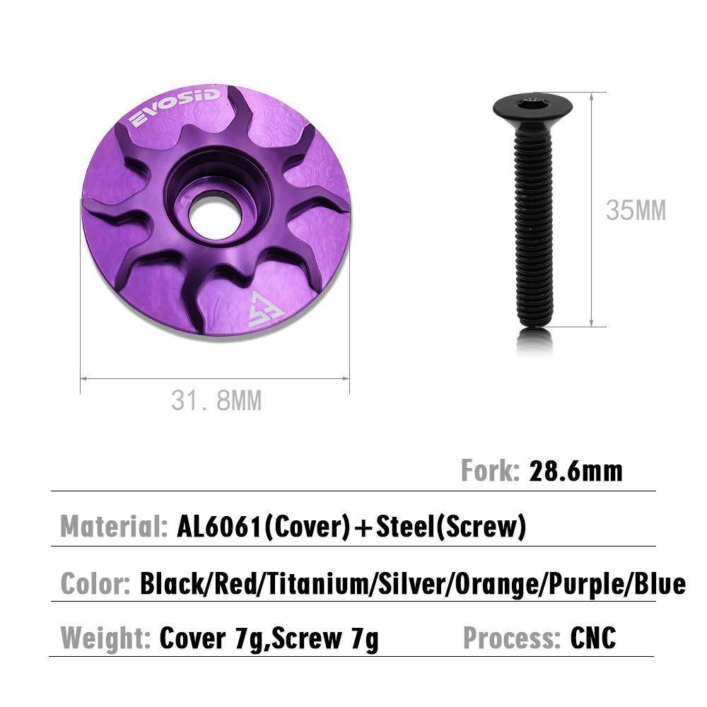 Ultralight 28.6mm Bicycle Headset Top Cap CNC Aluminium Alloy Fork Head Tube Cover Multicolor with Screw Cycling Accessories