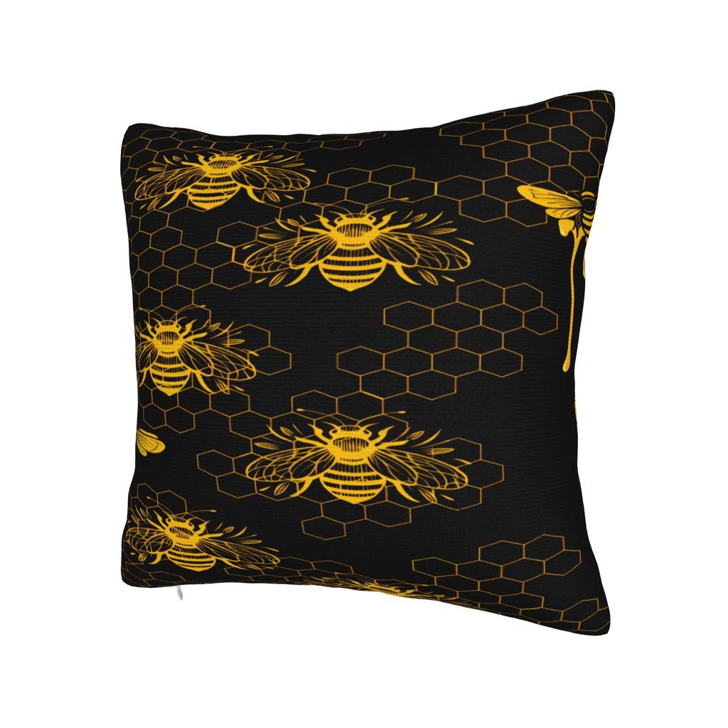 Bee Pattern Pillow Case  Soft Pillow Cover Vintage Cushion Cover For Sofa Couch Bed Living Room