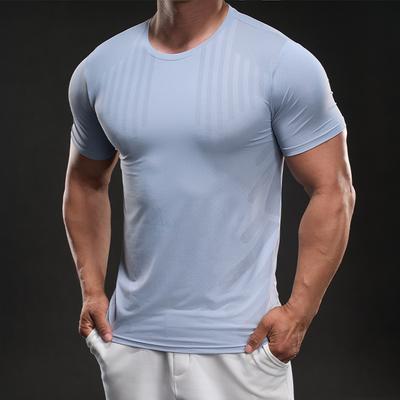 58883 Zomer 2025 Amerikaanse Casual Korte Mouwen Mode Sport Slim Elastisch Fitness Buiten Ronde Hals T-shirt Mannen