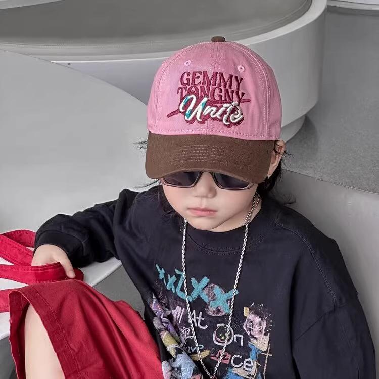 College Style Retro Color Block Baby Hat Children Baseball Hat Fashionable Outfit Boys and Girls Versatile Sun Protection Baseball Hat