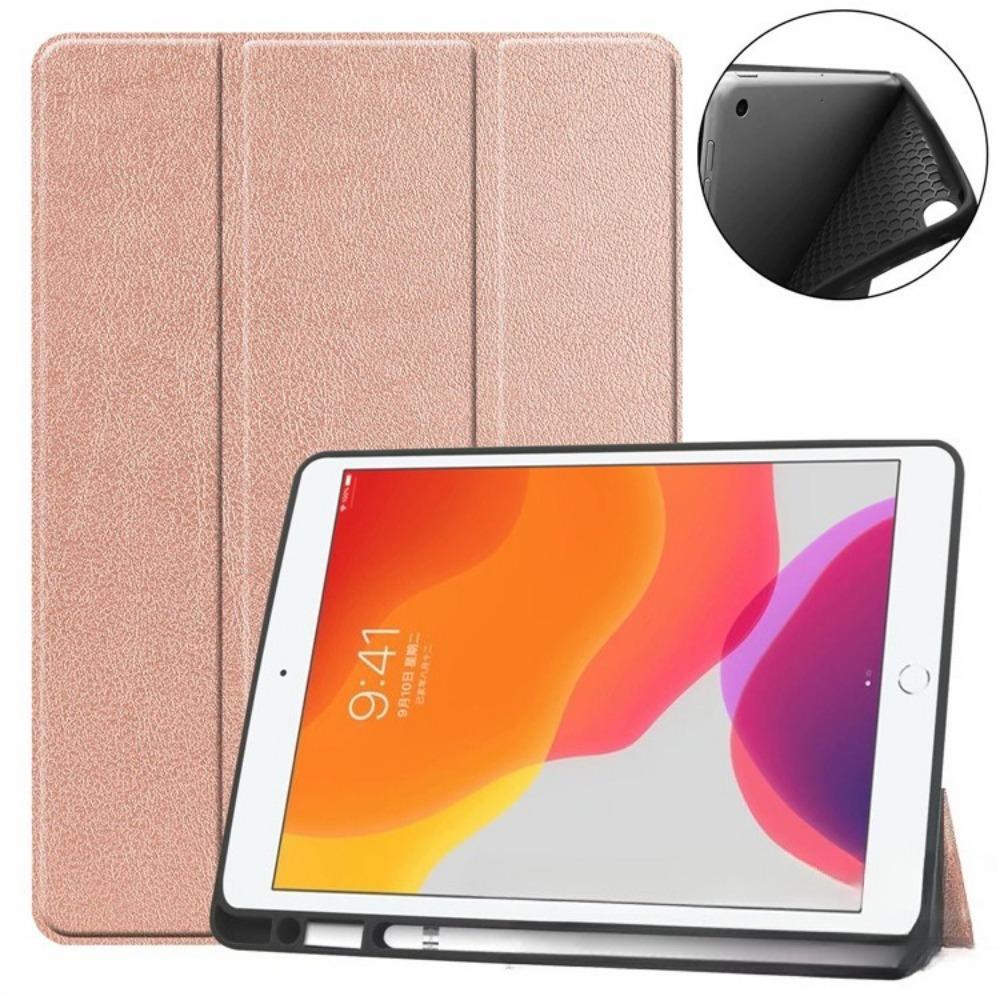 Dreifach gefaltete Lederhülle für iPad Mini 7 mit Apple Pencil-Schlitz Auto Sleep/Wake Cover