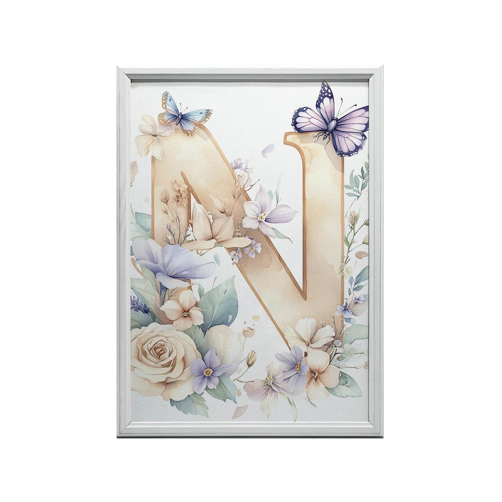 N - Kwiatowy Plakat Dla Dzieci N - Kwiatowy Plakat Dla Dzieci, 50X70 Cm, Bez Ramy, Płótno Premium Na Blejtramie