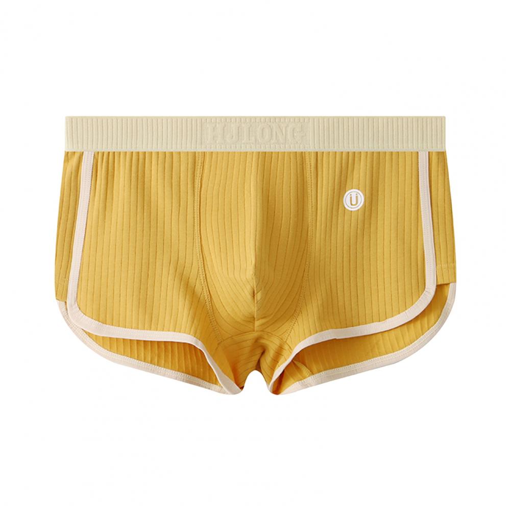 

Мужское нижнее белье-боксеры, эластичный пояс со средней посадкой, лоскутные цветные шорты, трусы U-выпуклые в рубчик, повседневная одежда M жёлтый