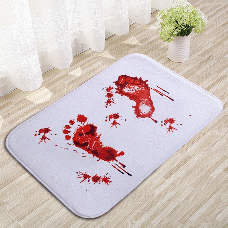 Halloween Carpet Soft Noise Reduction Home Decor Creative Horror Blood Handprint Entrance Doormat Bathroom Foot Mat
