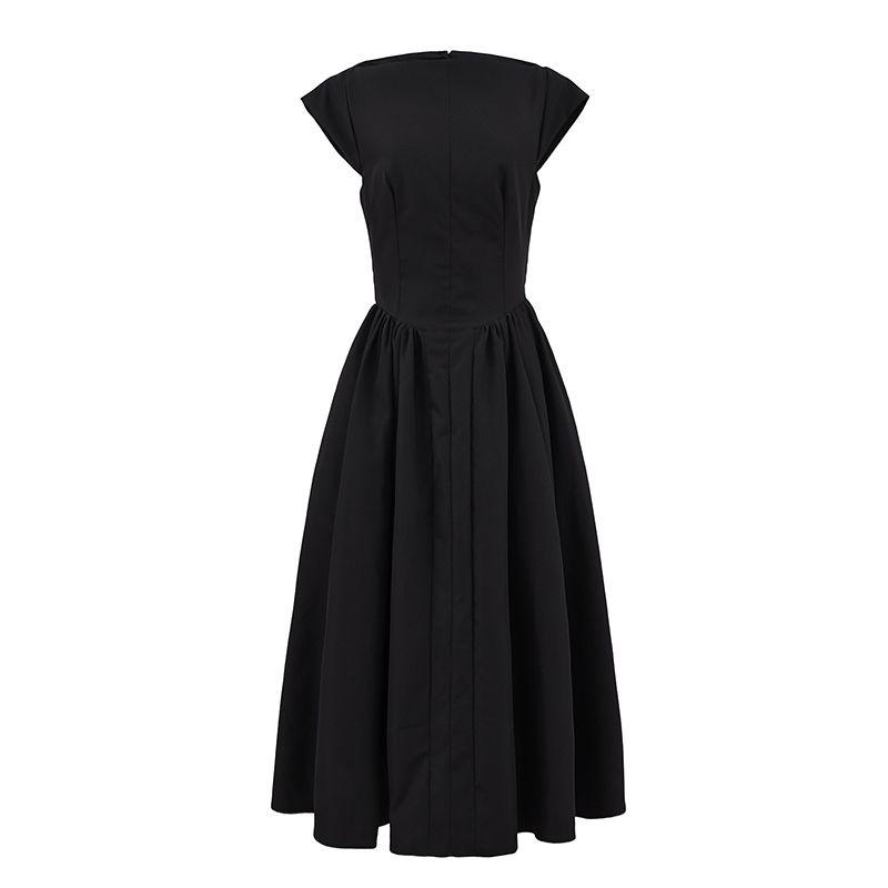Retro Famous House of the Same Style Elegant Temperament French style Sexy Backless Mid-Length Sleeveless Dress Women