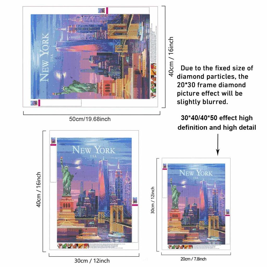 Diamond Painting Kit for Adults DIY New York Sparkling Art Canvas for Relaxing Craft Home Wall Decor and Creative Handmade Gift Idea