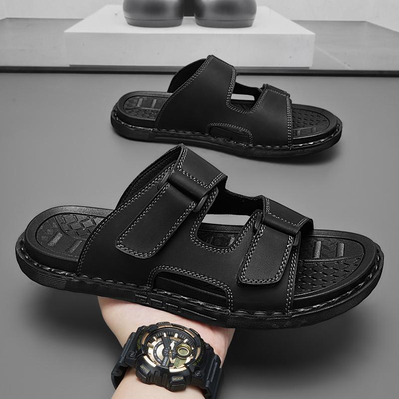 Fashion CYYTL Mens Slippers Summer Casual Shoes Beach Sandals Outdoor Slides Leather Walking Comfort Luxury Designer Fashion Lightweight