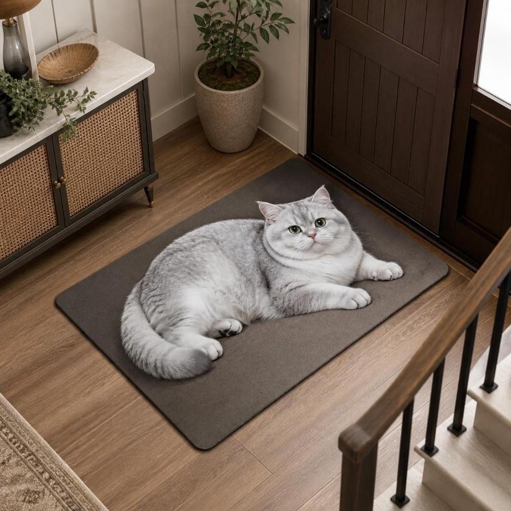 Absorbent Entryway Rug Cat Printed Home Floor Mat Cute Diatomite Door Mat Porch