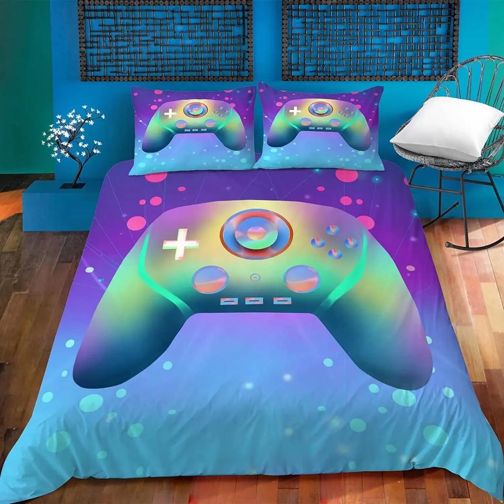 Gamepad Comforter Cover Bedding Set Teens Video Duvet Cover for Youth Kids Boys Modern Controller Bedspread Queen/King Size