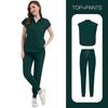 Women's Loose and Comfortable V-neck Short Sleeved Workwear with Multiple Pockets and Beauty Suit Set