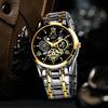 New Fashion Luxury Man Business Hollow Skeleton Faux Mechanical Watch Men Stainless Steel Quartz Watches Male Clock Reloj Hombre