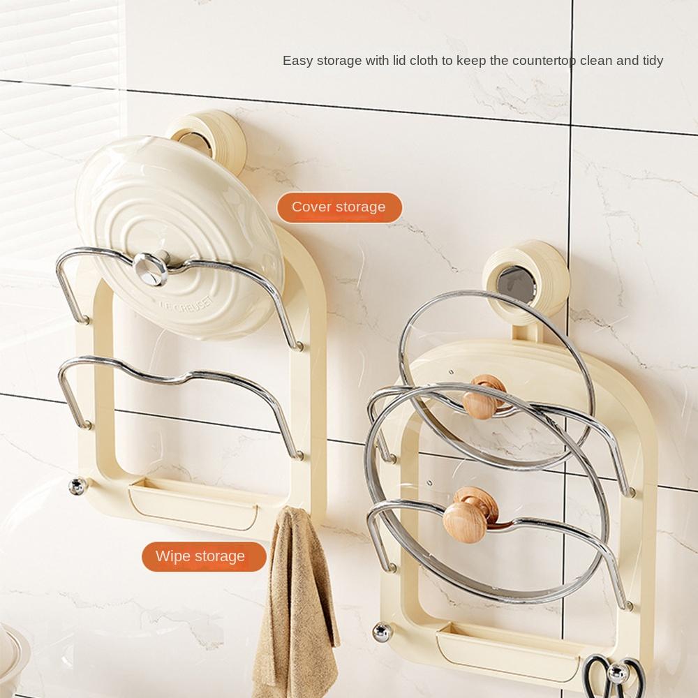 Wall Mounted Pot Lid Holder Punch-Free Pot Lid Rack Practical Pan Cover Storage Holder