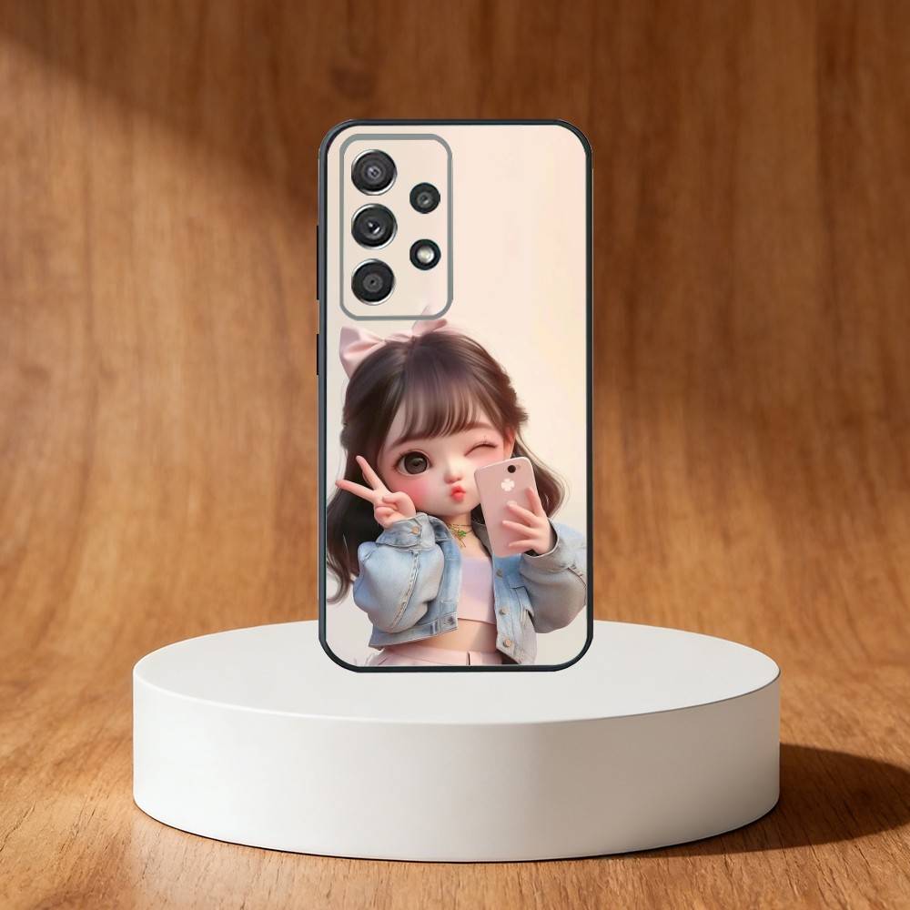 Cartoon Girl Pattern Phone Case For Samsung S25,S24,S21,S22,S23,S30,Ultra,S20,Plus,Fe,Note,10,9,5G Black Cover