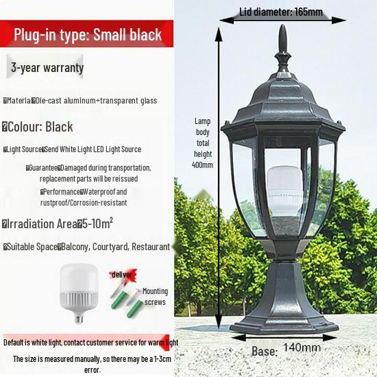 European Style Outdoor Waterproof Pillar Lamp for Villa Entrances and Community Courtyards
