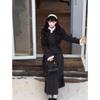 Autumn and Winter Women's Elegant Suit Wool Collar Double-breasted Coat and High Waist Pleated Skirt