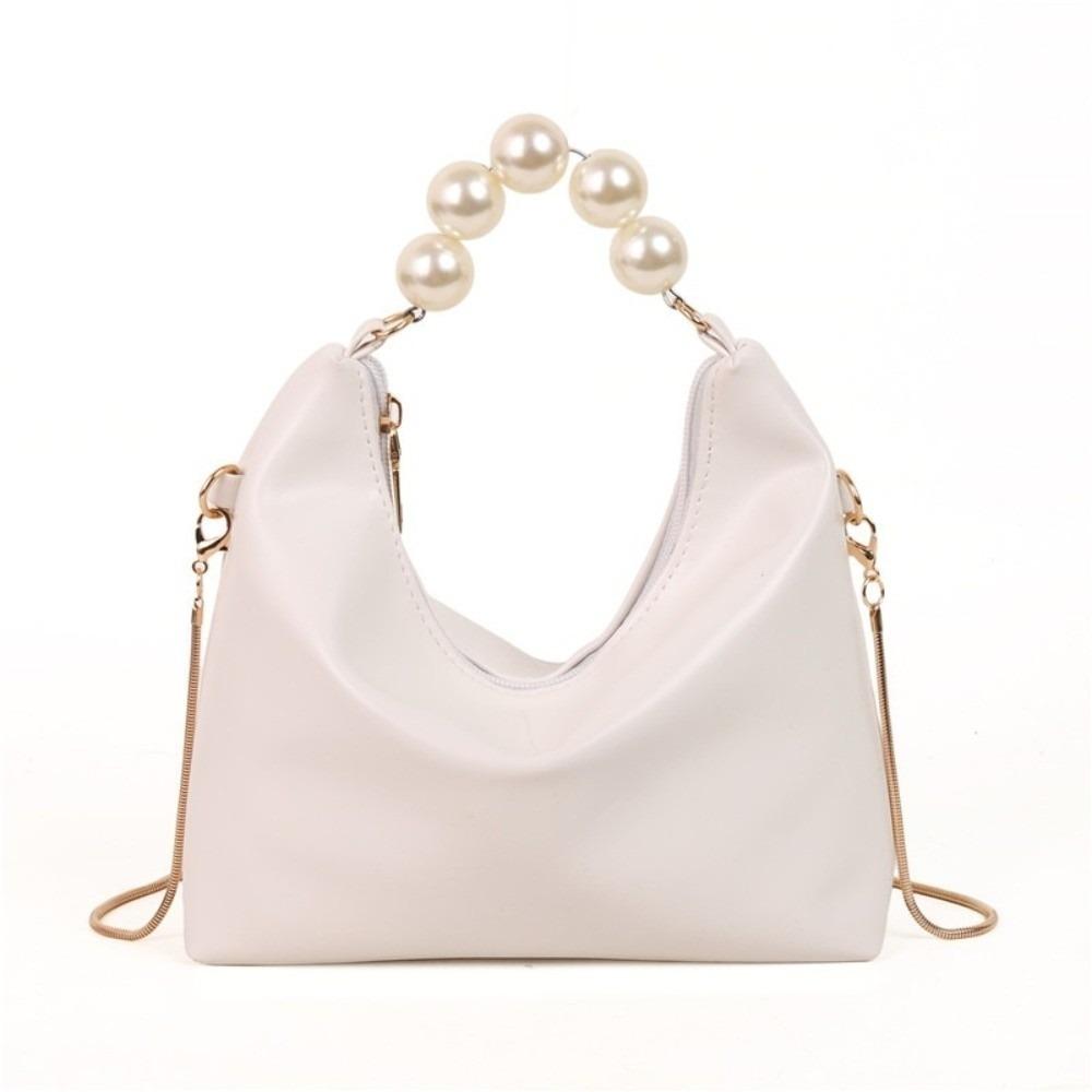 PU Leather Cloud Shoulder Bag Korean Style Women Crossbody Bag Casual Pearl Handle Handbag  Wallet