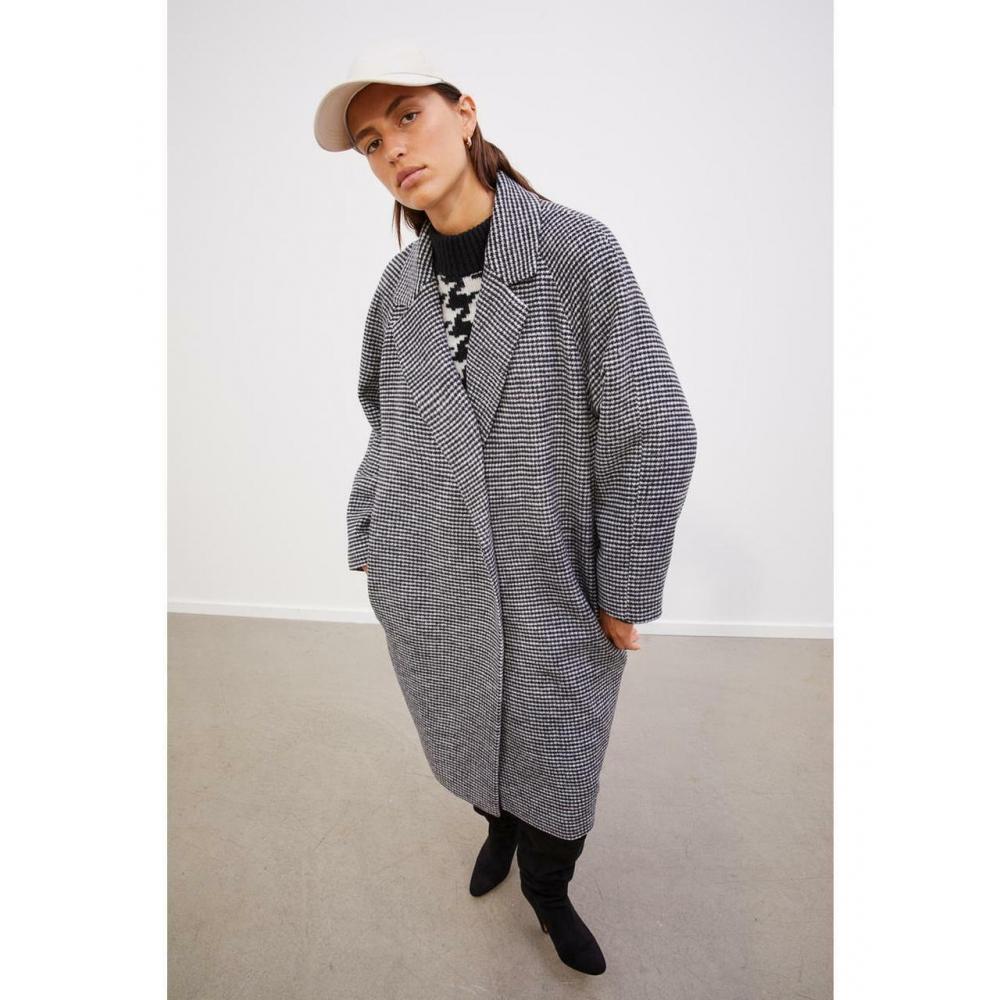 

Двубортное пальто HM белое с узором «гусиные лапки» 1067325002