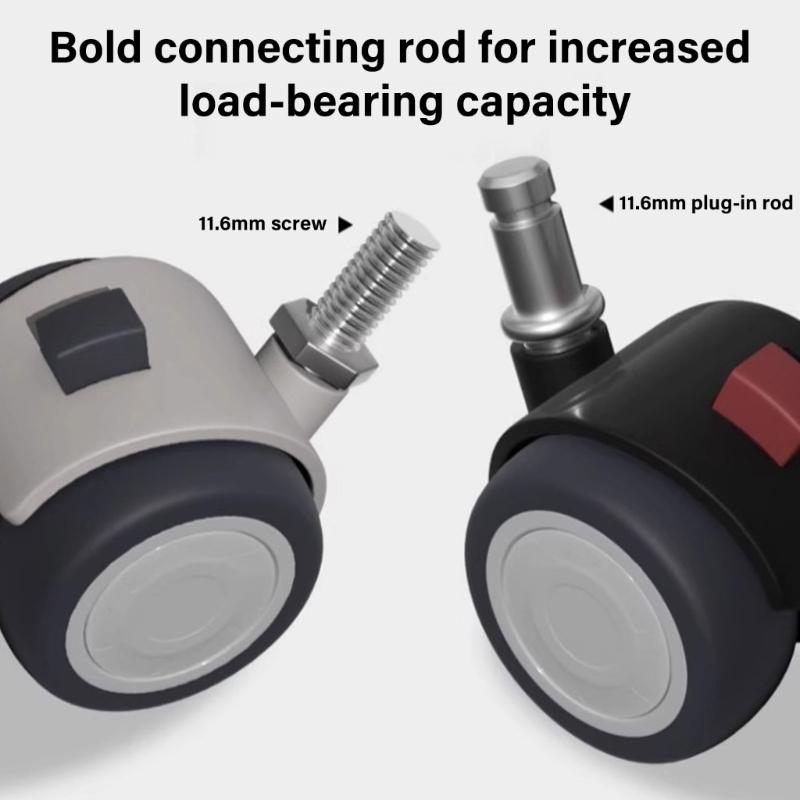 Chair Casters Wheel Smooth Rolling Not  Scratch Wheel High Load Capacity Chair Casters Noise Reduction for Various Chairs