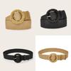 Simple Solid Color Bead Ring Buckle Decoration Women Casual Woven Belt For Boho Dresses