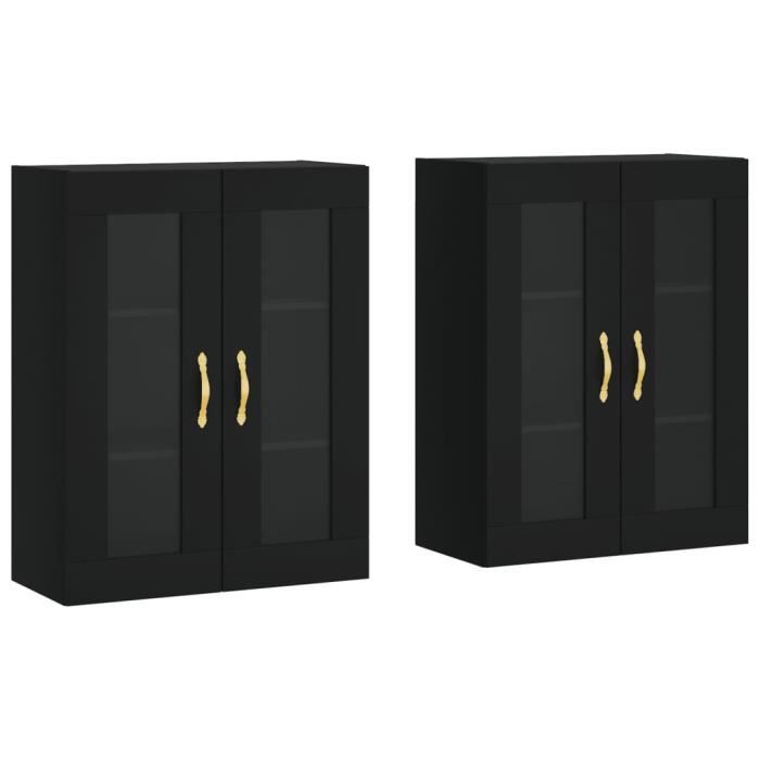 VidaXL Armoires murales 2 pcs noir bois d'ingénierie 3197922