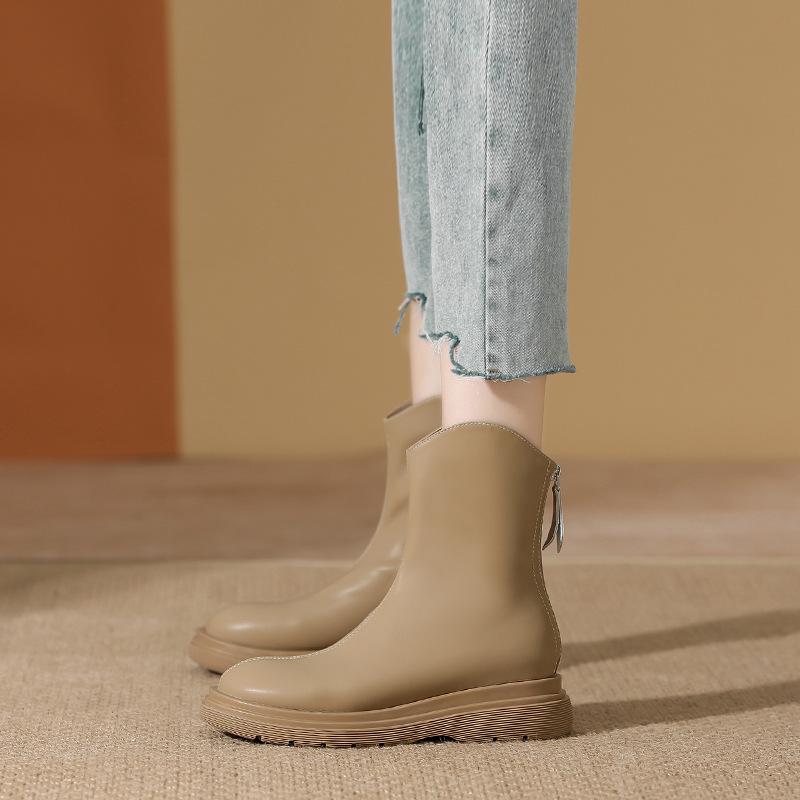 

ботинки Мартин на толстой подошве женские из мягкой кожи ботинки челси женские на плоской подошве короткие ботинки осенне-зимние одинарные ботинки тонкие ботинки повседневные универсальные 38