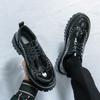 Men Elevator Shoes Platform Outdoor Laces Black Leather Oxford Wedding Dress Dance Business Formal Height Increase Tuxedo Prom Blazers Shoes for Man