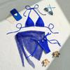 Popular Sexy Strappy Bikini Set with Mesh Wrap Skirt - European & American Style Women's Swimwear