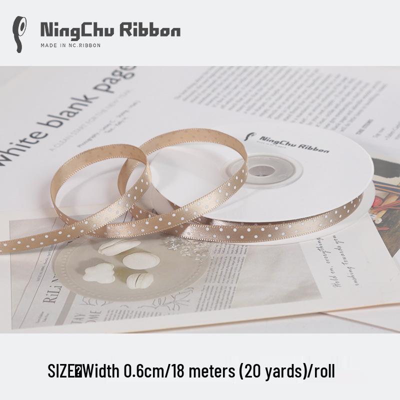 0.6cm Polka Dot Satin Ribbon for Gift Wrapping and DIY Crafts with Flower Bouquet Design