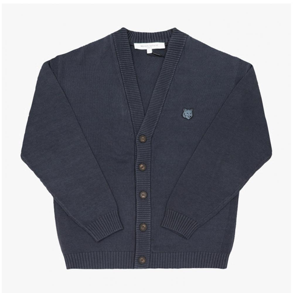 MaiSon KitSune Bold Fox Head Patch V Neck Men S Cardigan Om00502kt1099