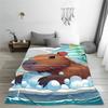 Trembling Capybara Flannel Blanket Winter  Soft Durable Throw Blanket for Kids Couch Bed Funny Bedspread Sofa Bed Cover