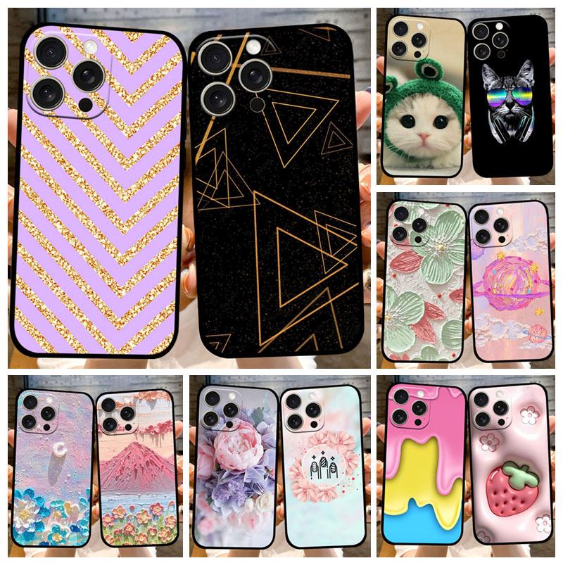 For iPhone 15 Pro Case 15Pro Max Soft Silicon Shockproof TPU Phone Cover For iPhone 15 Plus Color Painted Full Protective Fundas